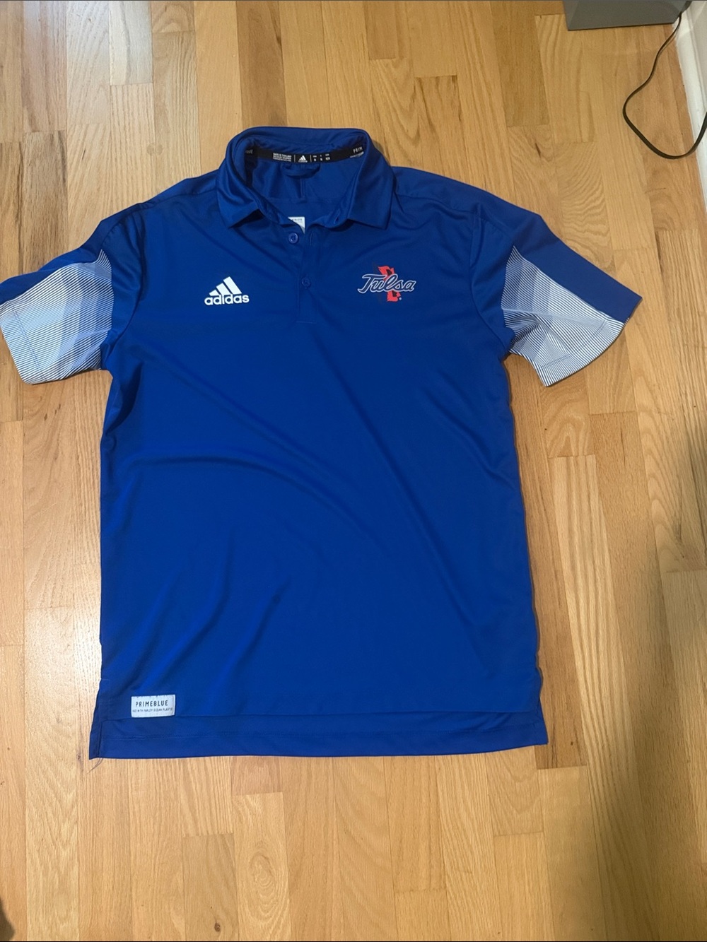 adidas Men’s Royal Blue Polo with Light Gray Sleeve Panels